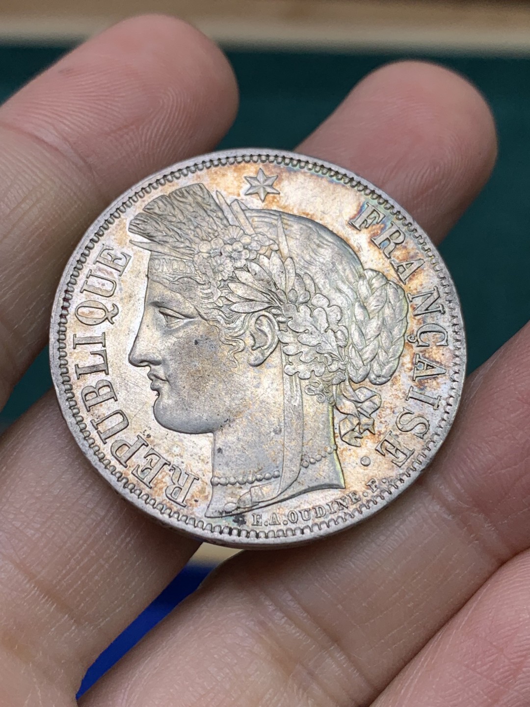 《竞宝斋》第147场-周日，周一 2场 (全场包邮) 法国 1851年 谷物女神 5法郎银币 包浆漂亮 品相极好