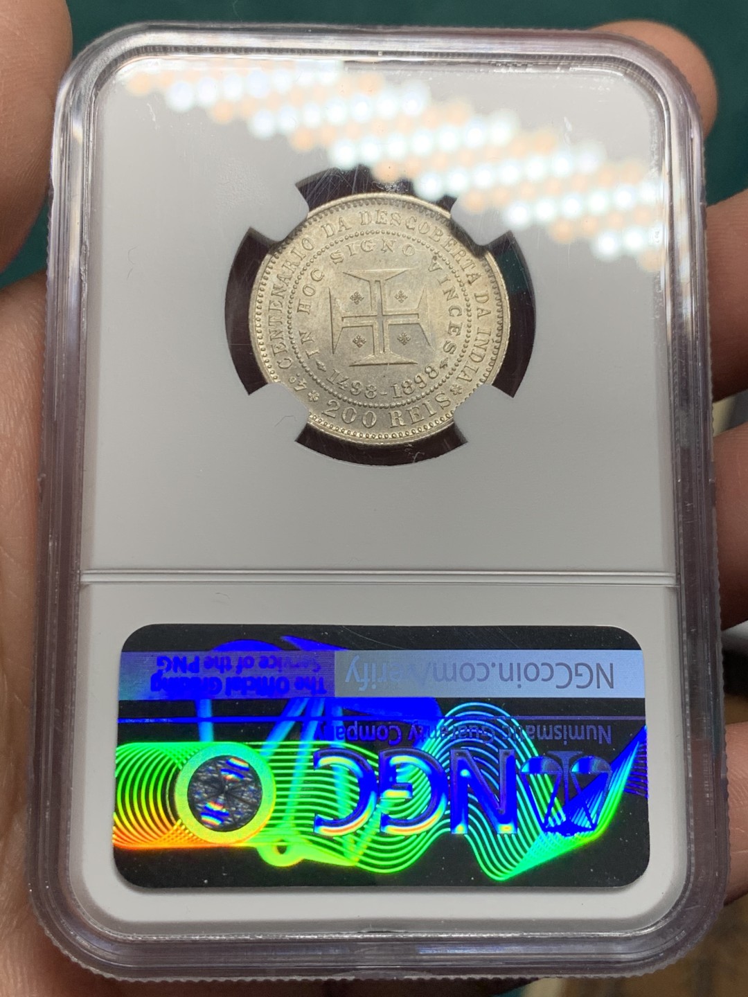 《竞宝斋》第147场-周日，周一 2场 (全场包邮) NGC-MS63 葡萄牙1898年 200R银币 顶级好品