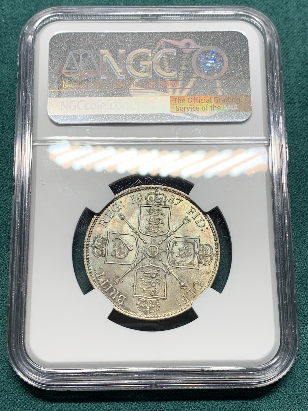 《竞宝斋》第147场-周日，周一 2场 (全场包邮) NGC-MS64 英国 1887年维多利亚2先令弗洛林银币 BU状态