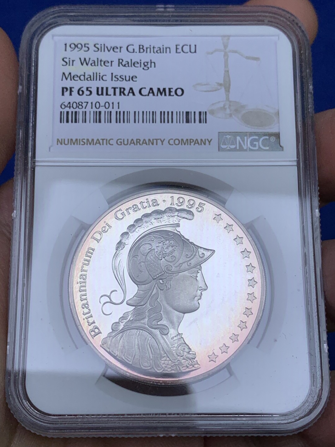 《竞宝斋》第147场-周日，周一 2场 (全场包邮) NGC-PF65 英国1995年 战舰ECU大银币 首见品种