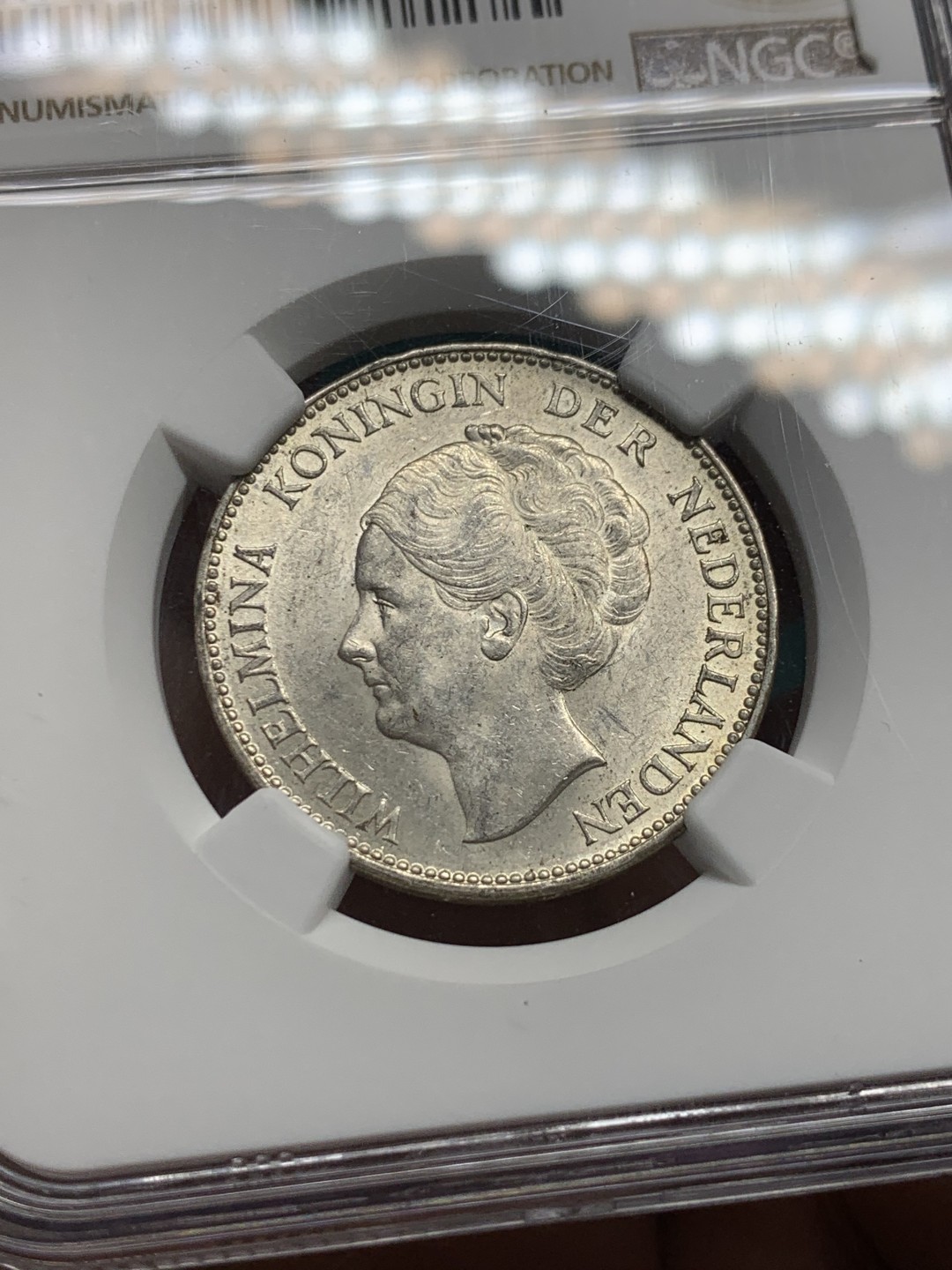 《竞宝斋》第147场-周日，周一 2场 (全场包邮) NGC MS62 1939年荷兰女王威廉明娜1盾银币