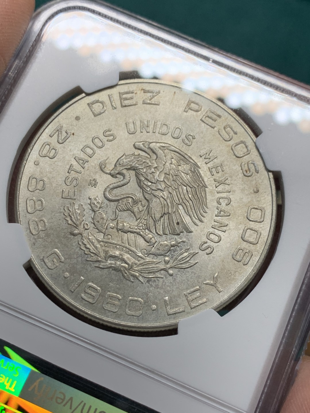 《竞宝斋》第147场-周日，周一 2场 (全场包邮) NGC MS65 1960墨西哥独立周年银币 高分大银币 900高银