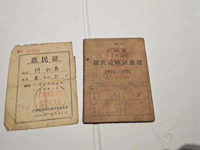 【8个洞收藏】第7场★0押0起一件包邮★国币专场(银币 港澳纸币 铜钱 外汇等) ★7天连拍 - 早期选名证 与粮油供应证  一组