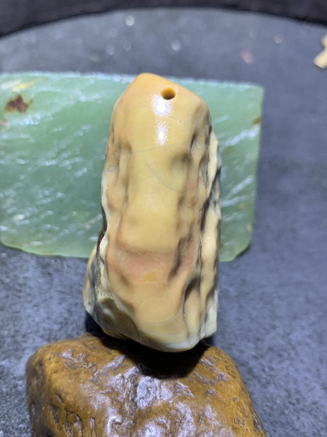 精美戈壁彩玉手工雕刻天地把件（吊坠)一个！