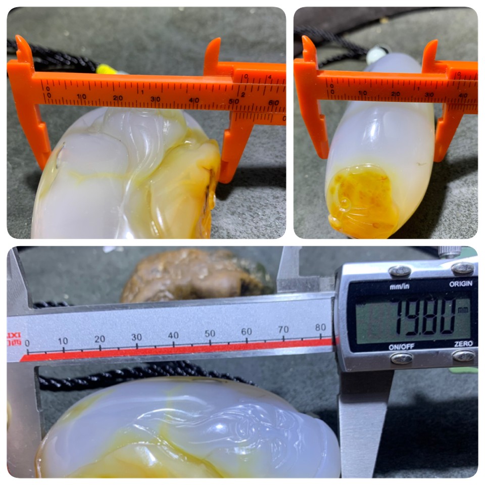 精美天然马达加斯加玛瑙雕刻财神把件一个，