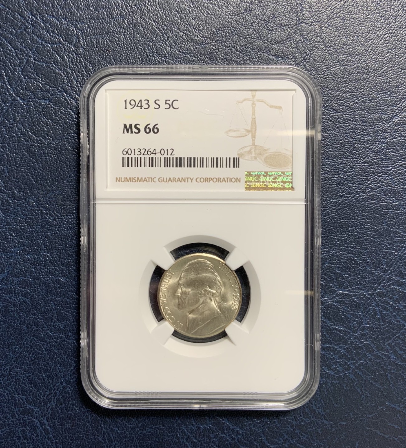 收藏联盟Quantum Auction 第244期拍卖  美国1943年5分银币 NGC MS66