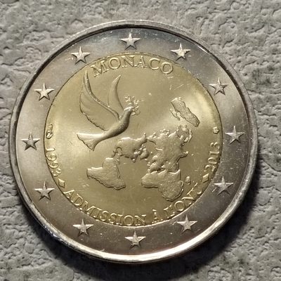 0起1加-纯粹捡漏拍-178【欧罗巴的诸神会】欧元纪念币加场 - 摩纳哥2013年2欧元加入联合国20周年双色纪念币