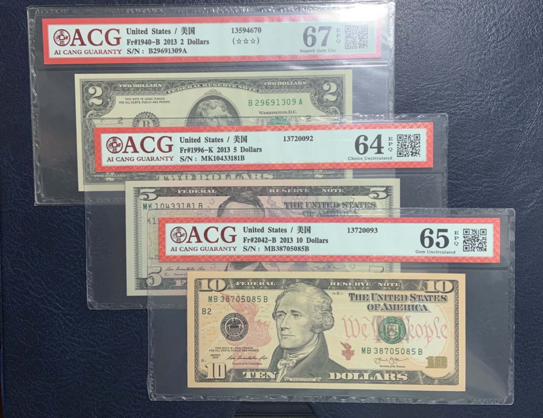 收藏联盟Quantum Auction 第244期拍卖  美国联邦储备券2017年2，5和10元 ACG64e-67