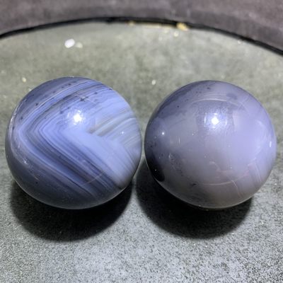 精美高玉化巴西缠丝玛瑙手球一对， - 精美高玉化巴西缠丝玛瑙手球一对，