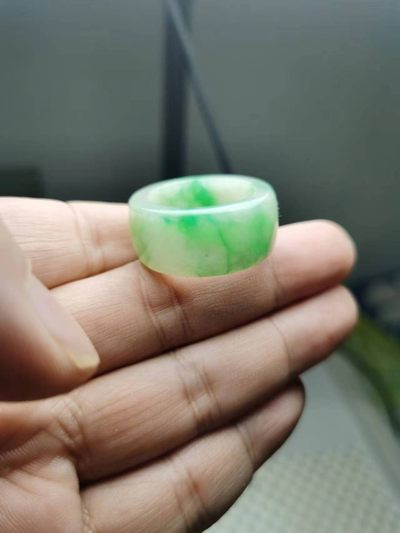 A货翡翠 精品场，万年保真所有翡翠保证货送老婆送女友 - 翡翠飘阳绿扳指，内径21mm
