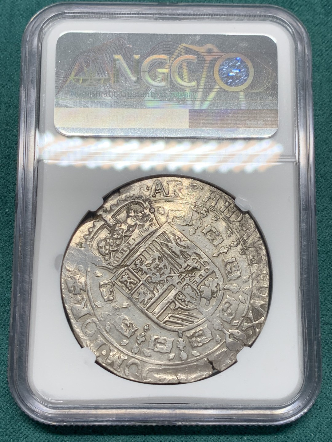 《竞宝斋》第148场-周日，周一 2场 (全场包邮) 亚军分 NGC-AU50 西属尼德兰1650年 费利佩四世 1帕塔贡大银币 图尔奈造 非常少见的厂名 这个能到AU出分已经是可遇不可求的终极品相了