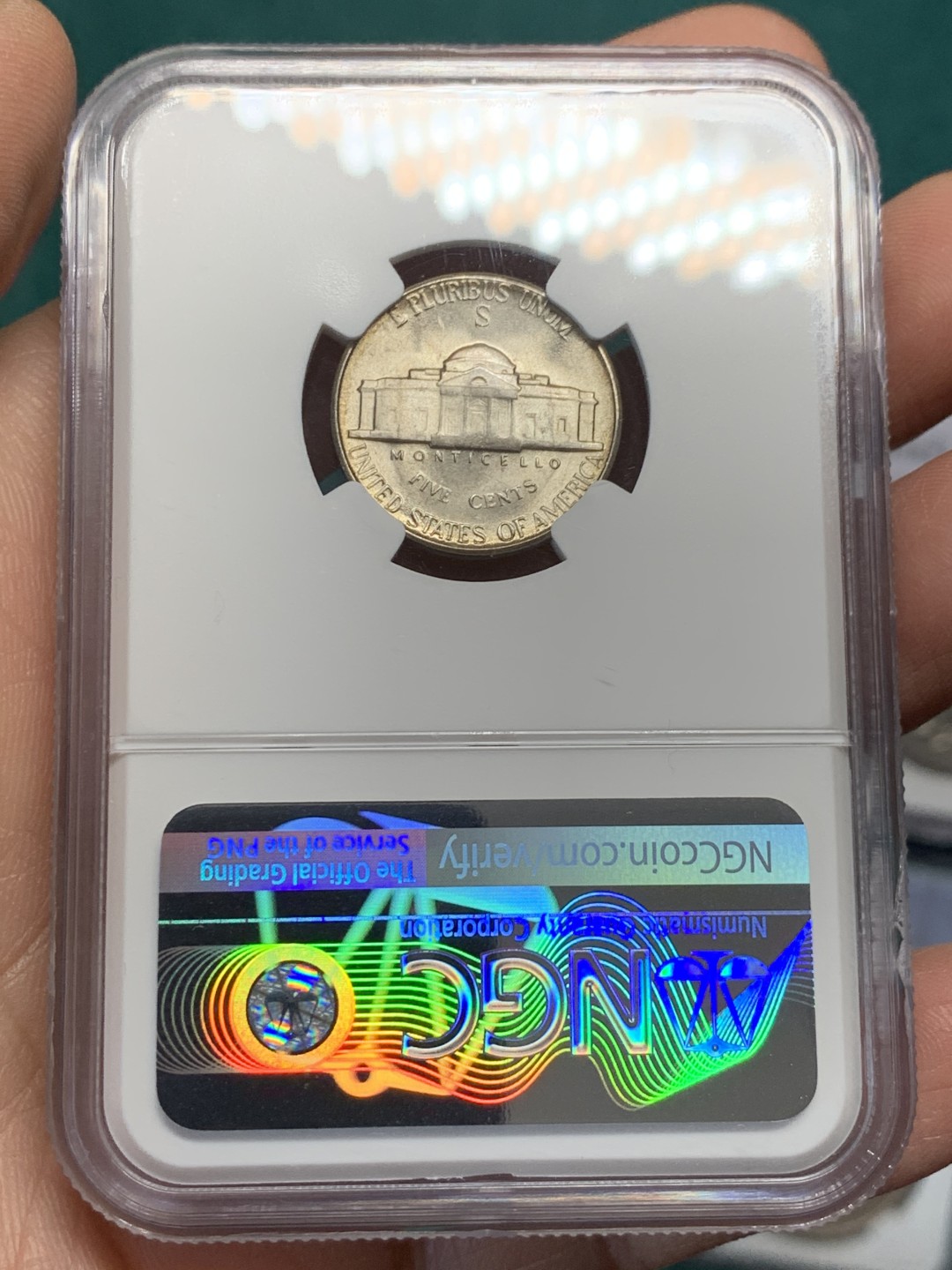 《竞宝斋》第148场-周日，周一 2场 (全场包邮) NGC-MS64 美国1945年 5美分 杰弗逊战时五美分 含银版（仅1942-1945年含银，其余年份为镍币）