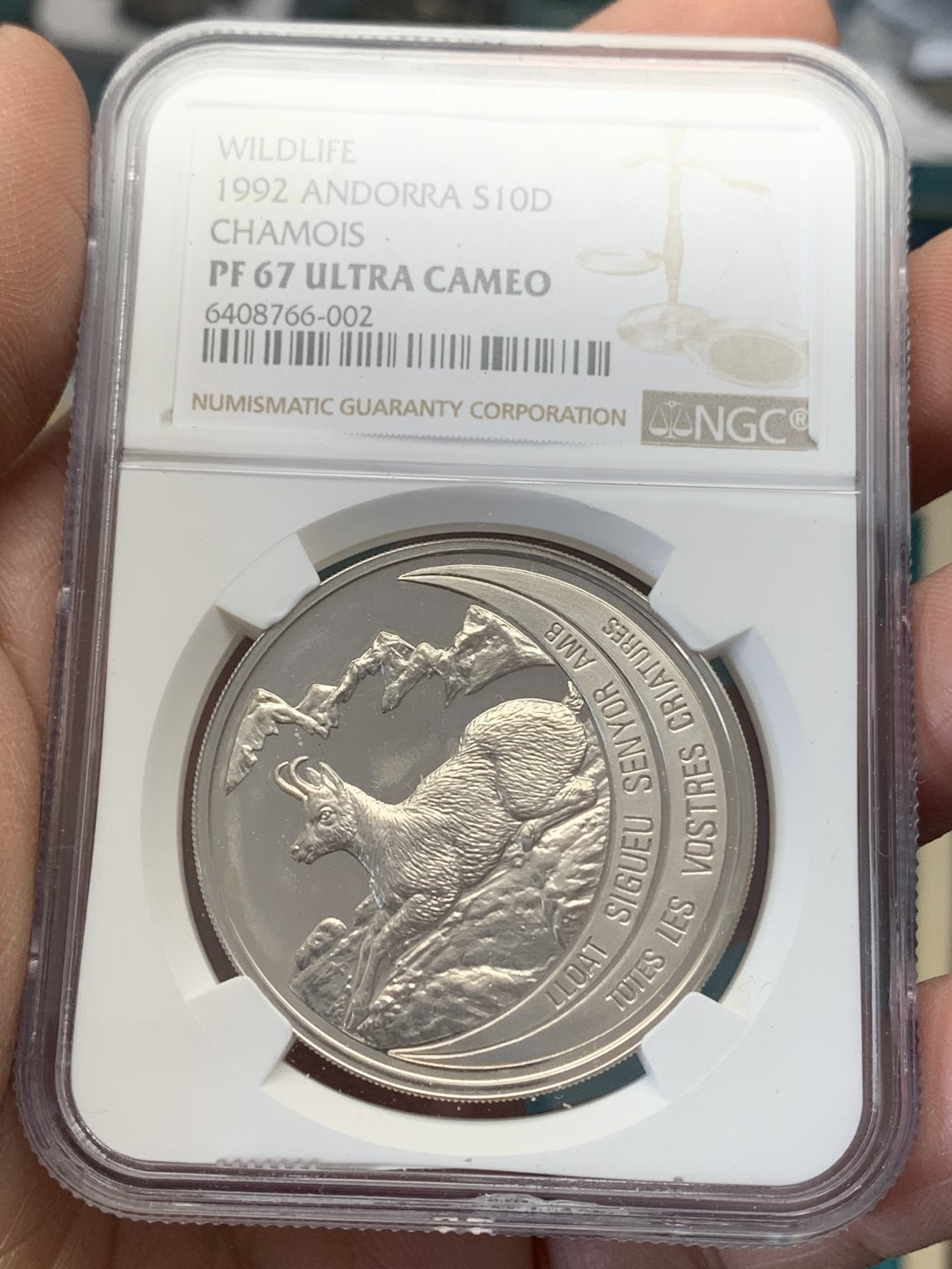 《竞宝斋》第148场-周日，周一 2场 (全场包邮) NGC-PF67 安道尔1992年 动物系列 10第纳尔 精制大银币