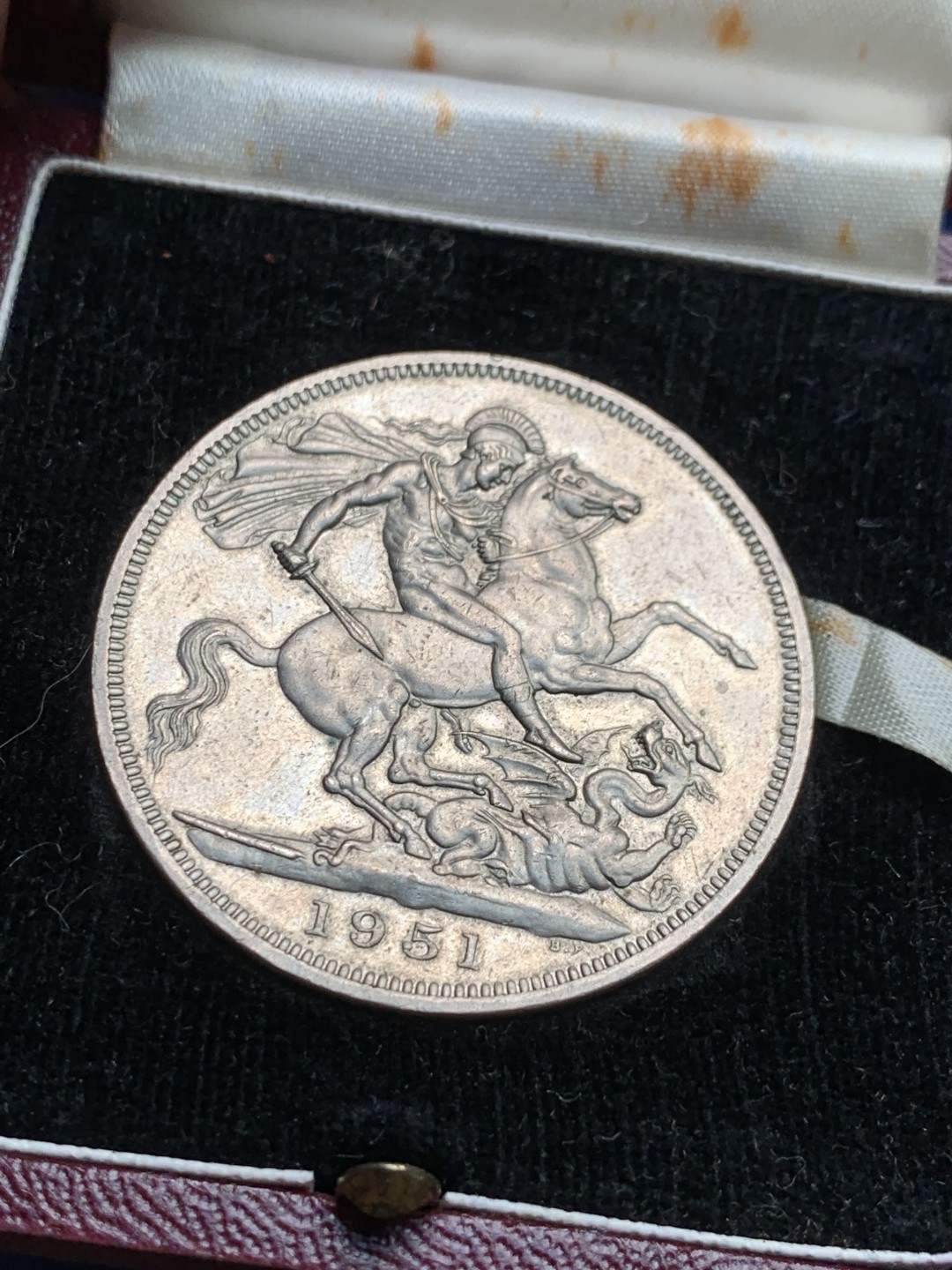 《竞宝斋》第148场-周日，周一 2场 (全场包邮) 英国 1951年 乔治六世 最后的马剑 克朗镍马剑 品质盒装