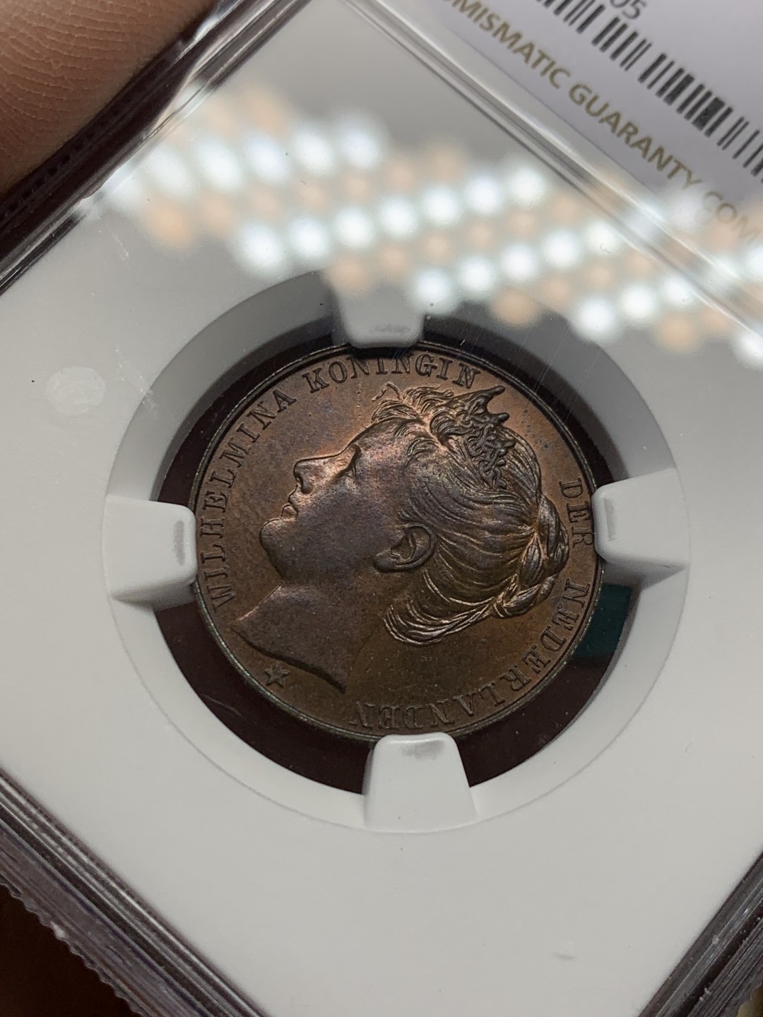 《竞宝斋》第148场-周日，周一 2场 (全场包邮) NGC-MS63 荷兰1898年 威廉米娜女王加冕纪念 铜章 稀少品种