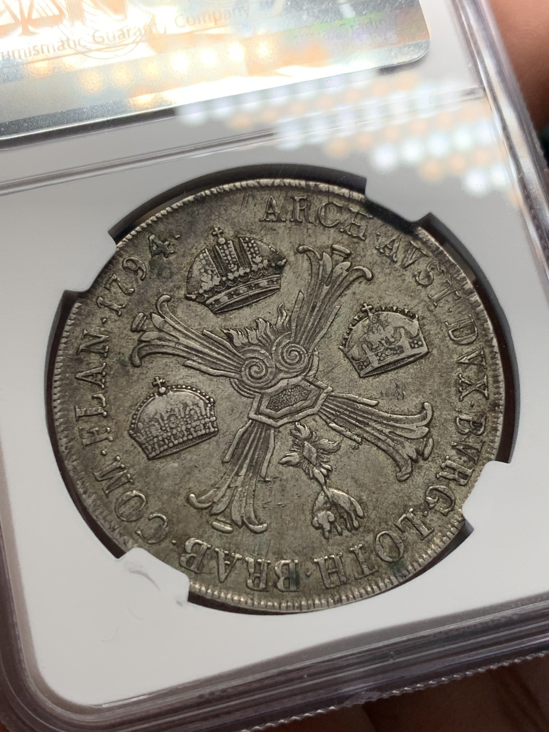 《竞宝斋》第148场-周日，周一 2场 (全场包邮) NGC-AU50 意大利1794年 米兰早1泰勒大银币 原味好品