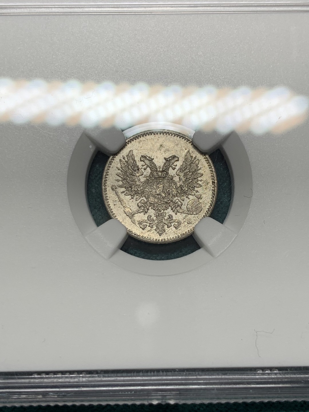 《竞宝斋》第148场-周日，周一 2场 (全场包邮) NGC-MS62 俄属芬兰1917年 25分双头鹰银币