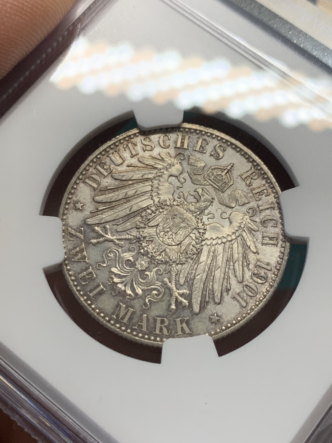 《竞宝斋》第148场-周日，周一 2场 (全场包邮) NGC-UNC 德国1901年 两百周年纪念2马克银币 顶级原光好品