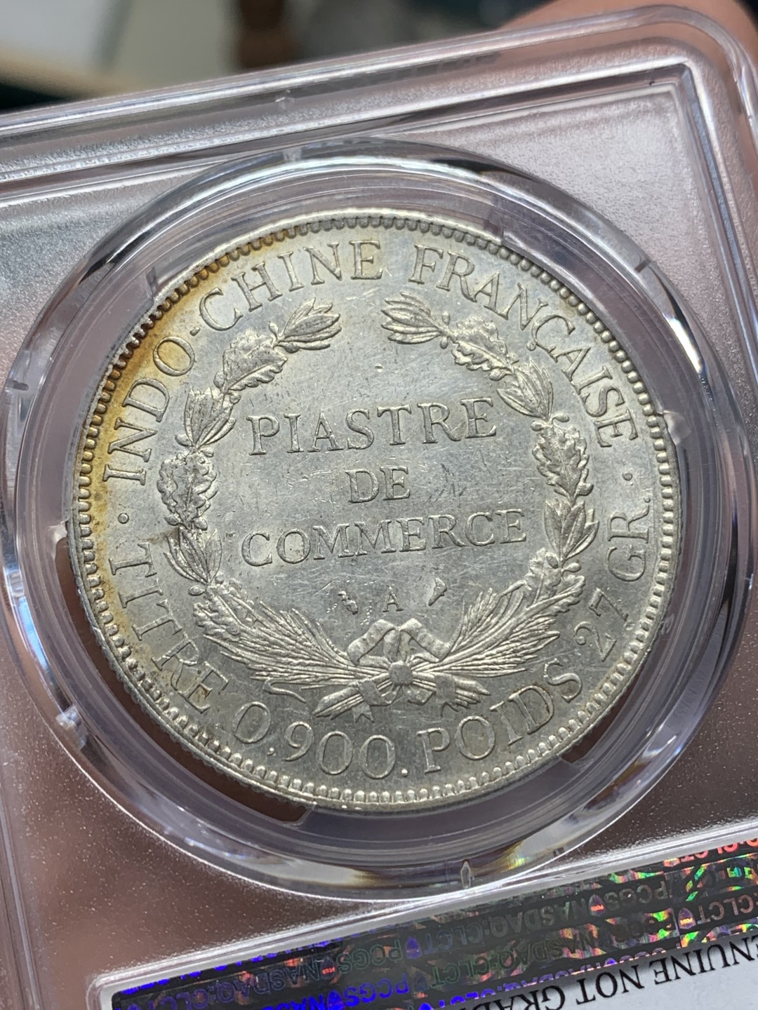 《竞宝斋》第148场-周日，周一 2场 (全场包邮) PCGS评级 AUD92 法属印支 1925年 坐洋 壹元 银币脸部清晰 地板好