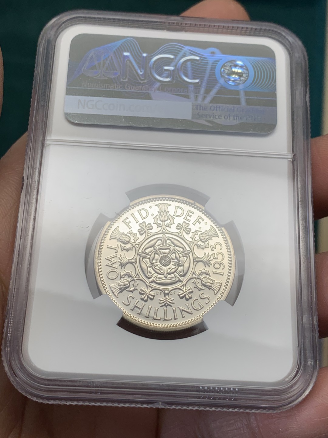 《竞宝斋》第148场-周日，周一 2场 (全场包邮) NGC-PF62 1953年英国伊丽莎白二世加冕首年精制弗洛林（2先令）