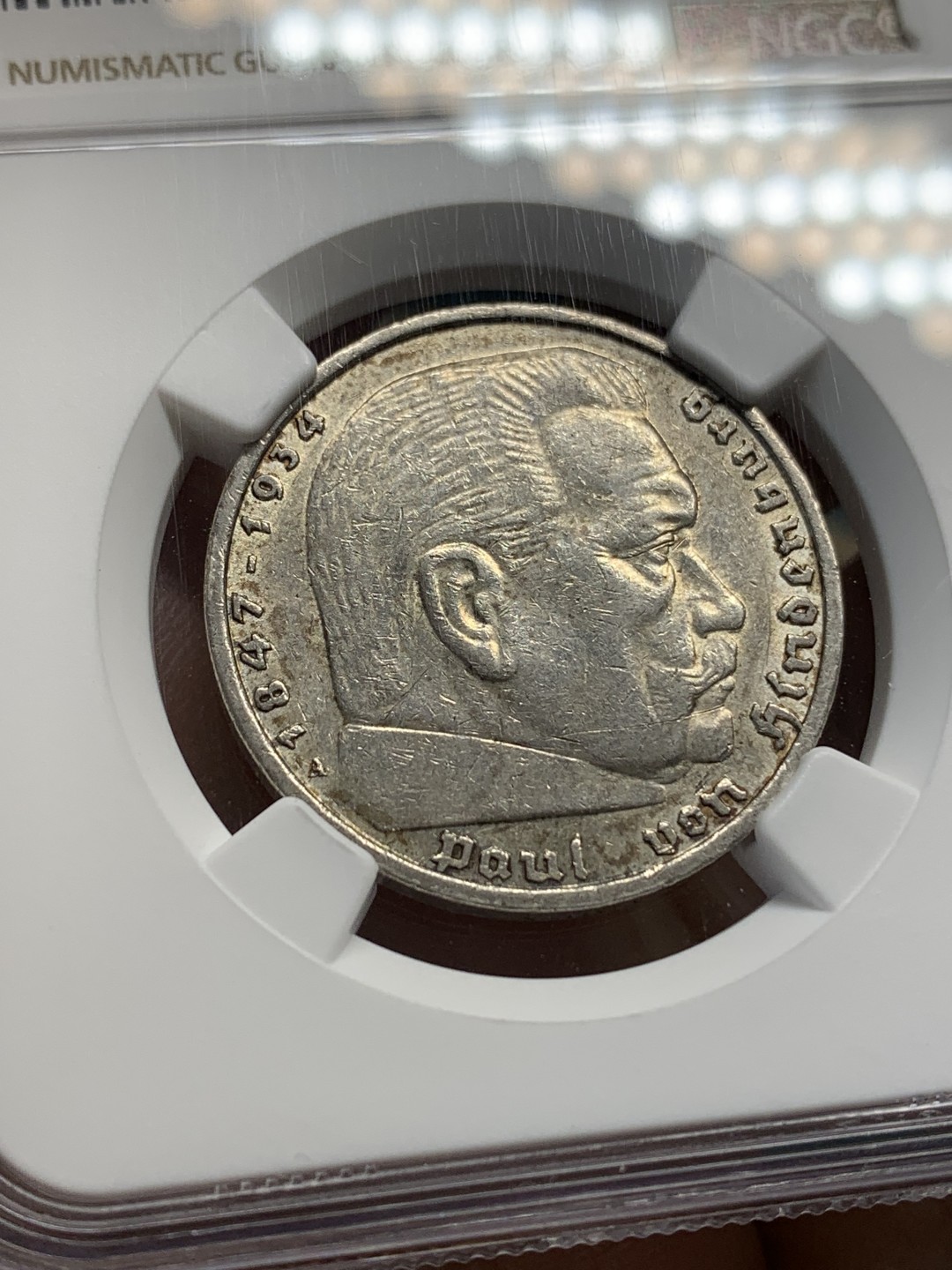 《竞宝斋》第148场-周日，周一 2场 (全场包邮) NGC-AUD 1939A德国兴登堡带字5马克银币