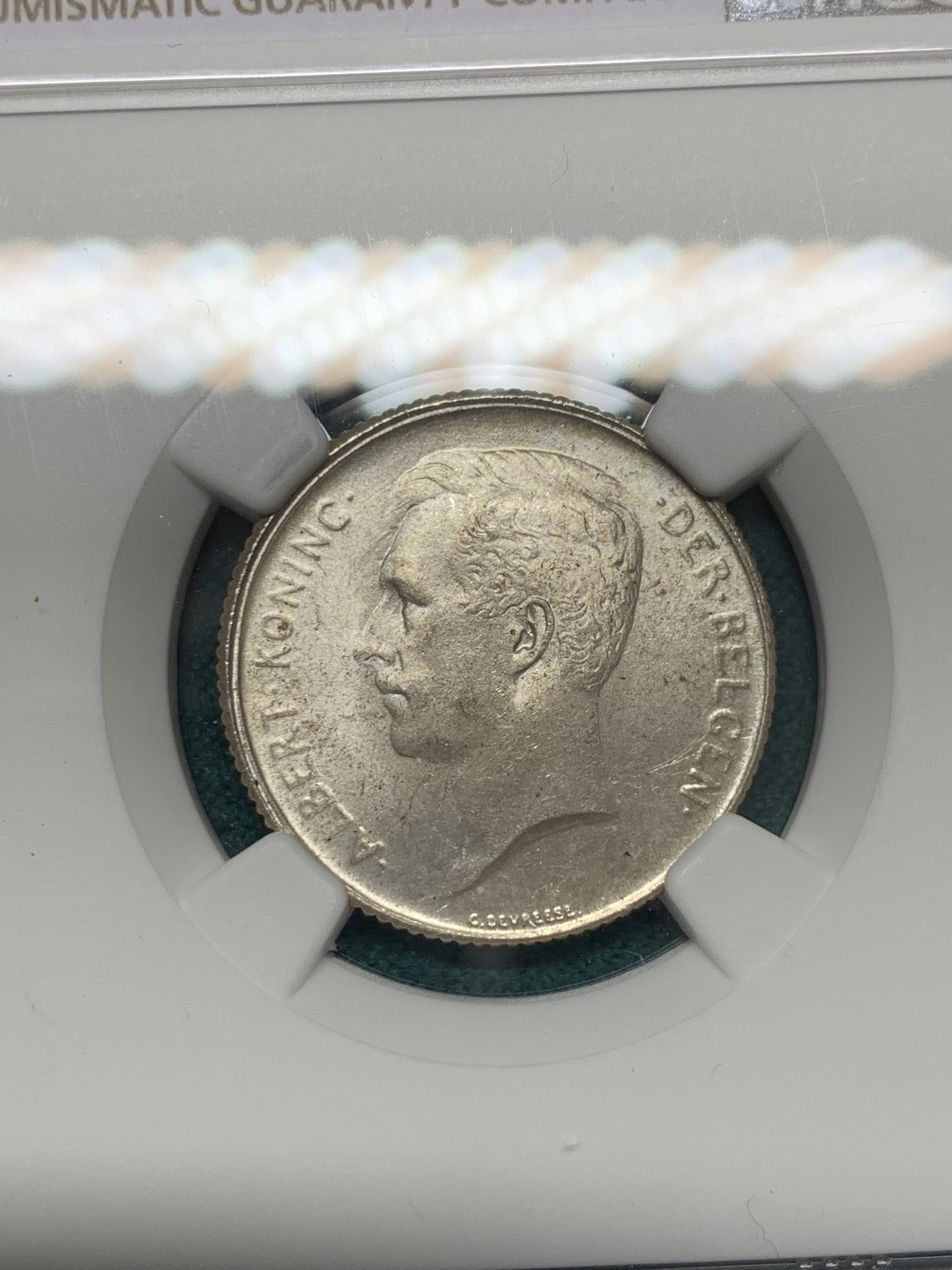 《竞宝斋》第148场-周日，周一 2场 (全场包邮) NGC-UNC 比利时1914年 埃尔佩托 1法郎银币 顶级好品 粉光