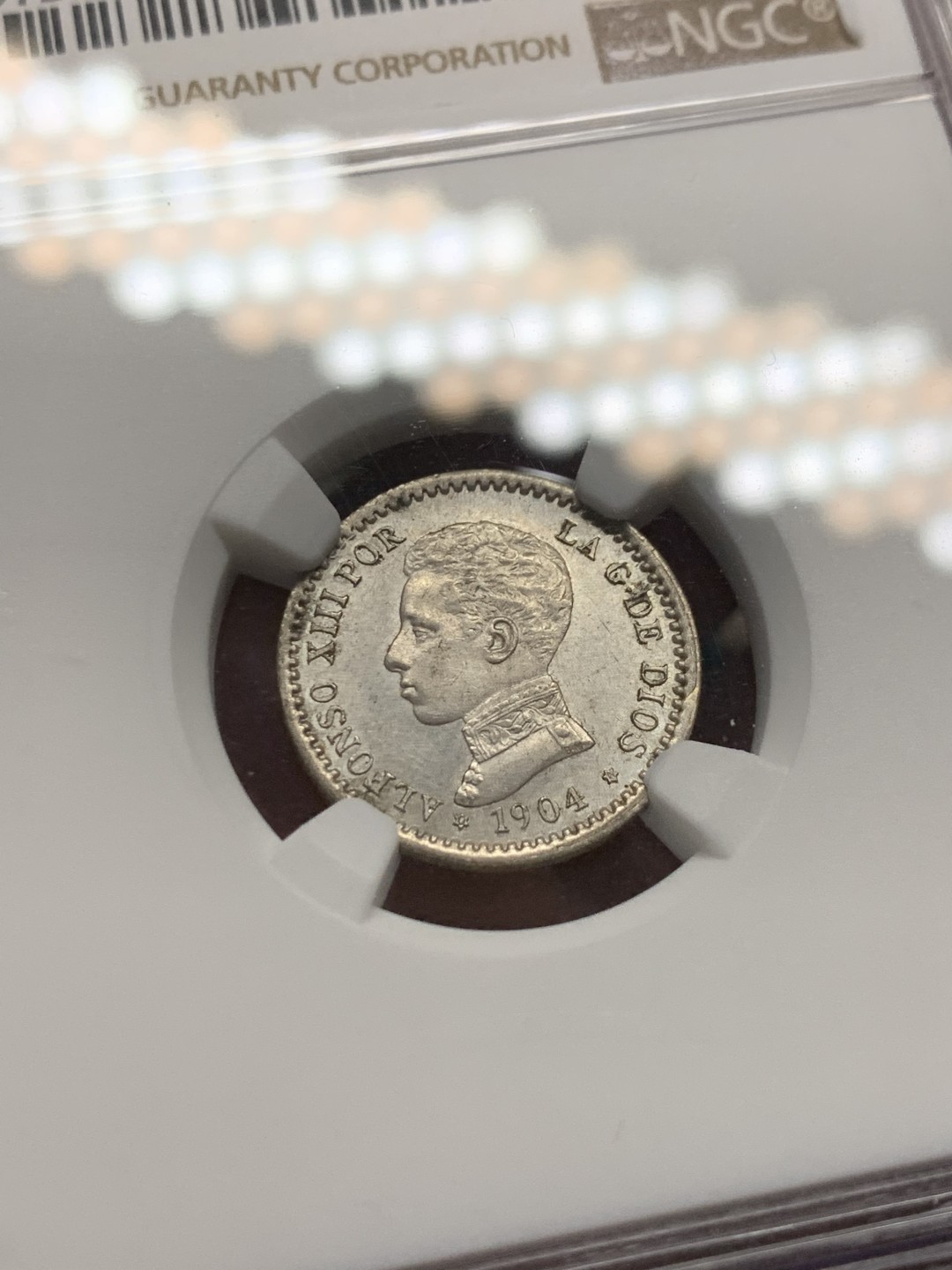 《竞宝斋》第148场-周日，周一 2场 (全场包邮) NGC-MS61 西班牙1904 阿方索十三世 50C 银币