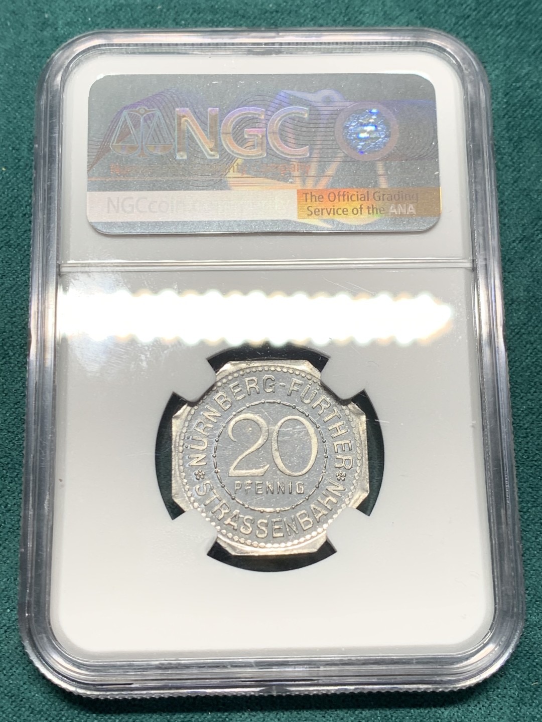 《竞宝斋》第148场-周日，周一 2场 (全场包邮) NGC MS65 德国 纽伦堡 1920年 紧急状态币 20盆尼 人物状态清晰