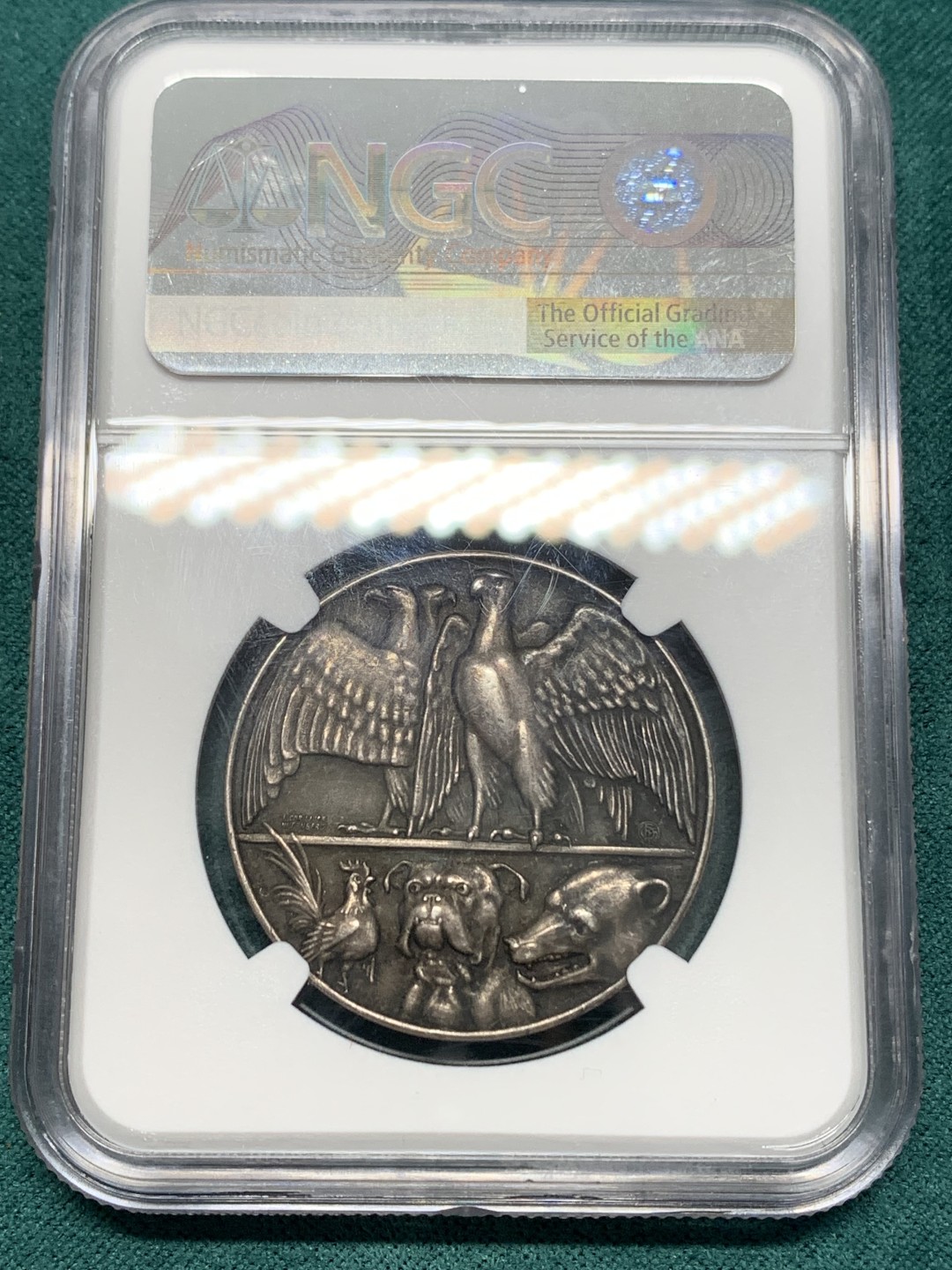 《竞宝斋》第148场-周日，周一 2场 (全场包邮) NGC MS62 1914年德国一战同盟纪念银章 德奥同盟对抗法国英国苏联 原味包浆 设计惟妙惟肖 寓意深刻