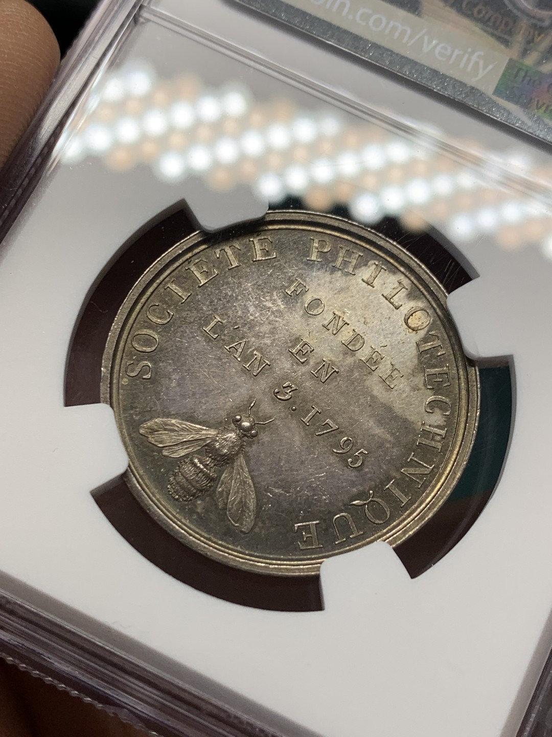 《竞宝斋》第148场-周日，周一 2场 (全场包邮) NGC-MS62 法国1795年 圆形JETON 银质 罕见品种