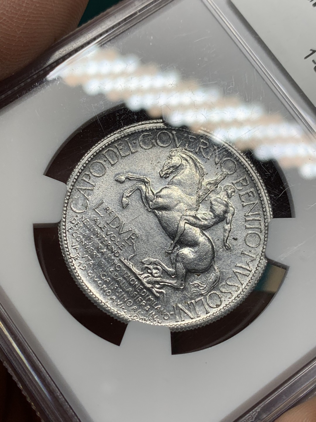 《竞宝斋》第148场-周日，周一 2场 (全场包邮) NGC MS62  意大利 1928年 米兰世博会2里拉代币PROVA铝制样币 目前所见状态最好 源自著名的 Meduno意大利样币集藏