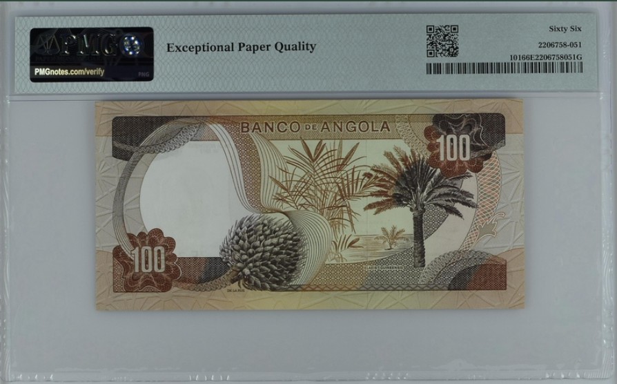 收藏联盟Quantum Auction 第245期拍卖  安哥拉1972年100埃斯库多 PMG66