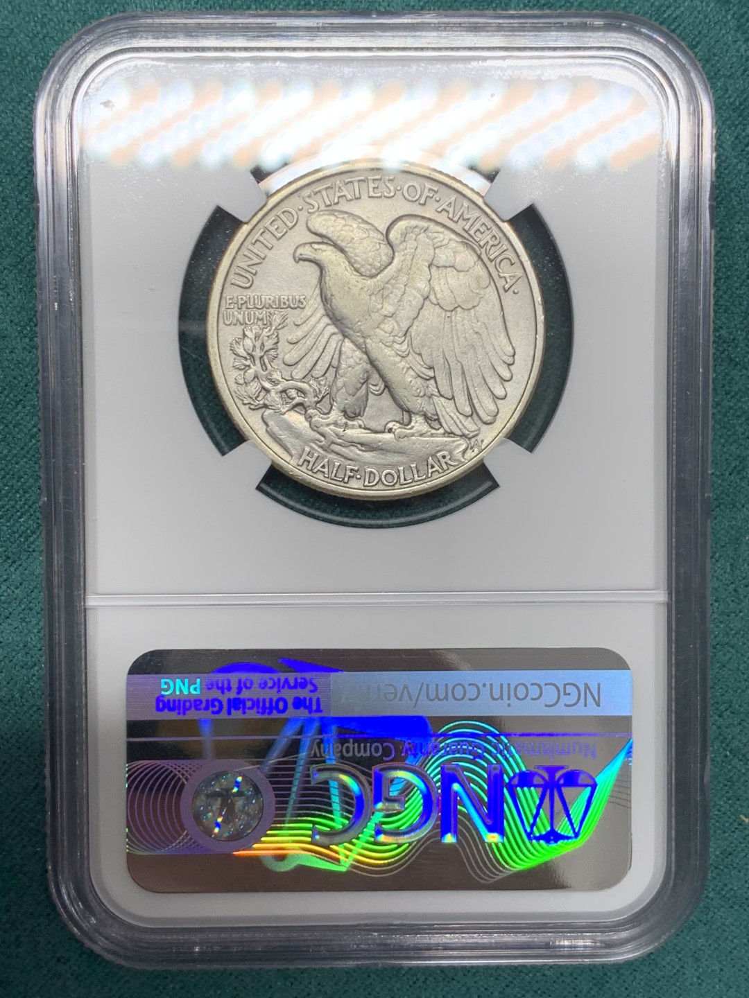 《竞宝斋》第148场-周日，周一 2场 (全场包邮) NGC-VF 美国1918年 行走女神半圆 这个是早期年份 一般都是40几年好品 ，这个有VF已经不得了了