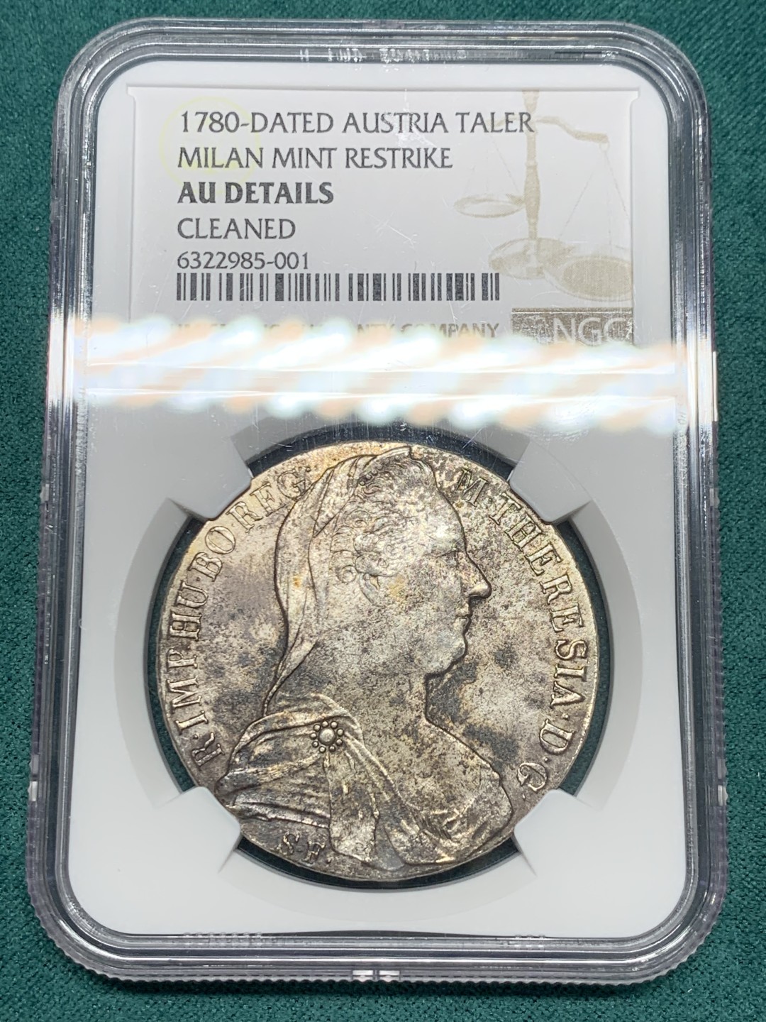 《竞宝斋》第148场-周日，周一 2场 (全场包邮) NGC AU 奥地利 1780 米兰大扣版特蕾西亚女王1泰勒银币1820年左右铸造