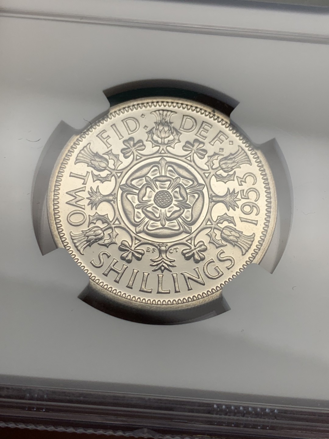 《竞宝斋》第148场-周日，周一 2场 (全场包邮) NGC-PF62 1953年英国伊丽莎白二世加冕首年精制弗洛林（2先令）