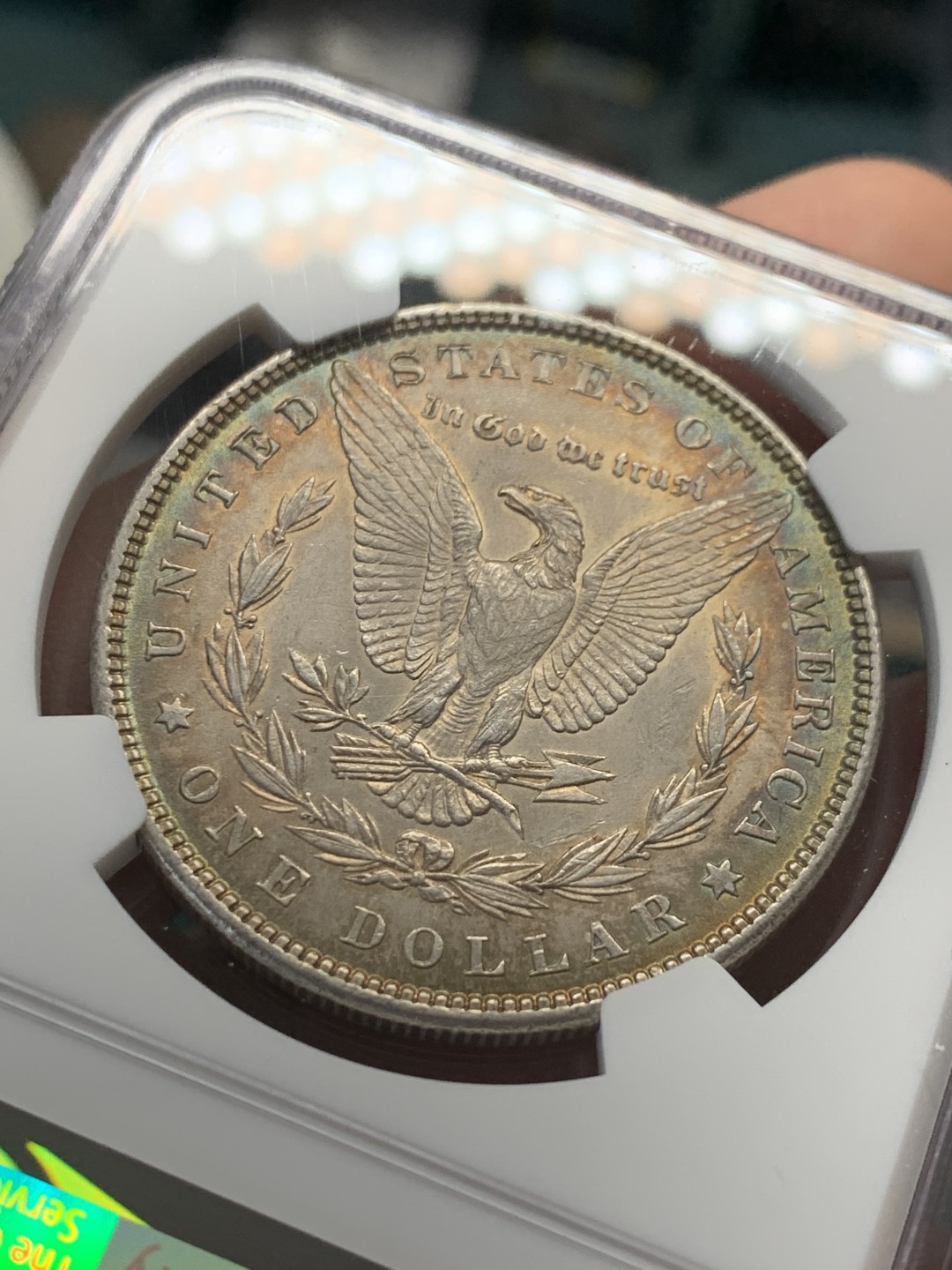 《竞宝斋》第148场-周日，周一 2场 (全场包邮) NGC-MS61 美国1882年 摩根一元大银币 五彩包浆