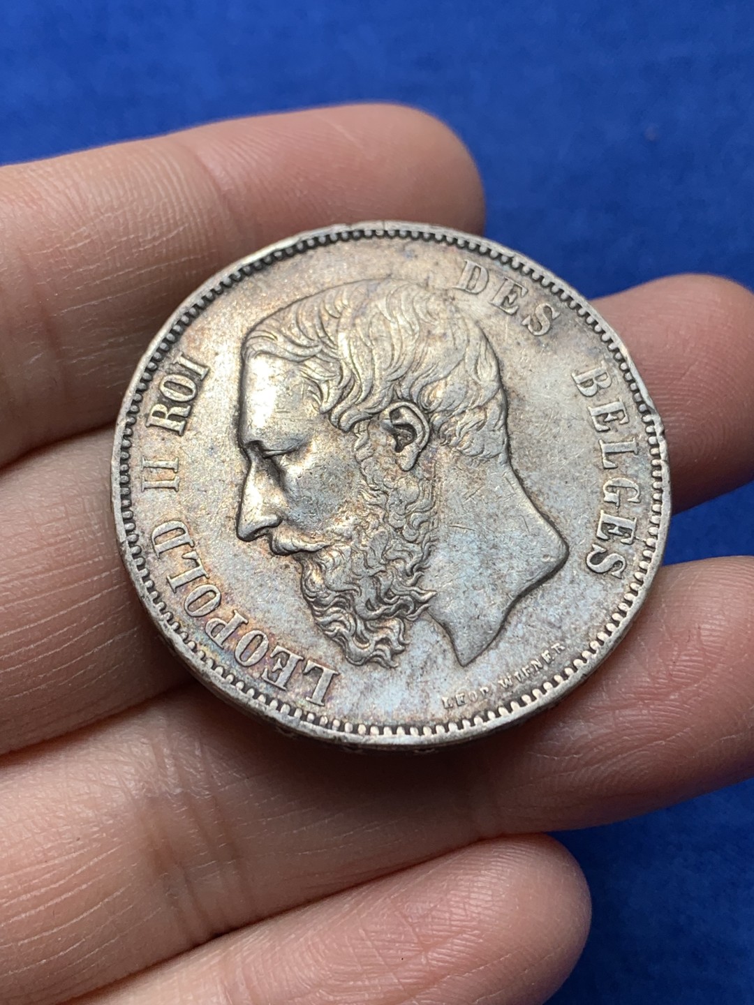 《竞宝斋》第148场-周日，周一 2场 (全场包邮) 比利时 1873年 利奥波德二世 五法郎 大银币