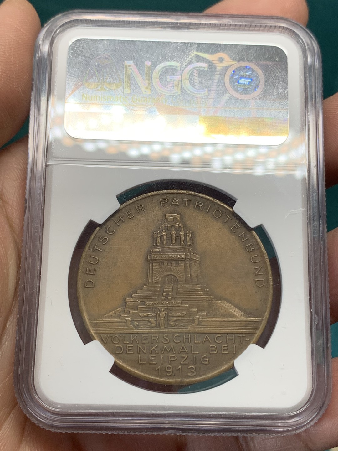 《竞宝斋》第148场-周日，周一 2场 (全场包邮) NGC MS63 1913年德国莱比锡战役百年纪念铜章