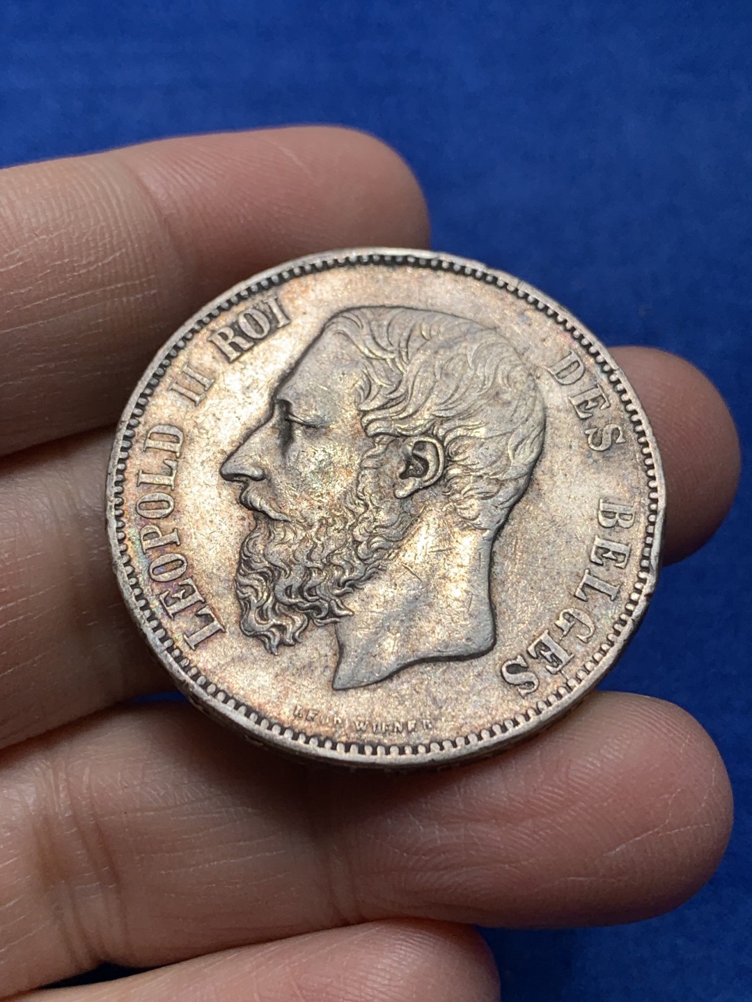 《竞宝斋》第148场-周日，周一 2场 (全场包邮) 比利时 1873年 利奥波德二世 五法郎 大银币