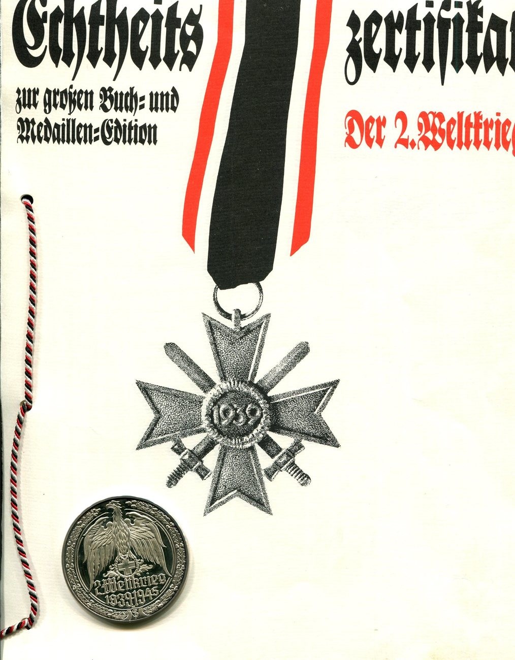 万国钱币拍卖第005期 第二次世界大战纪念章，1977年德国出品，一套共50枚，999高银，在主要战役、高级将领、新式武器等方面介绍了二战期间的战争历程，背面统一设计（见末图），可以视为钱币版的二战纪实录。统一直径50MM，重量35G，精制喷砂光边工艺制作，总重量达到1750KG。