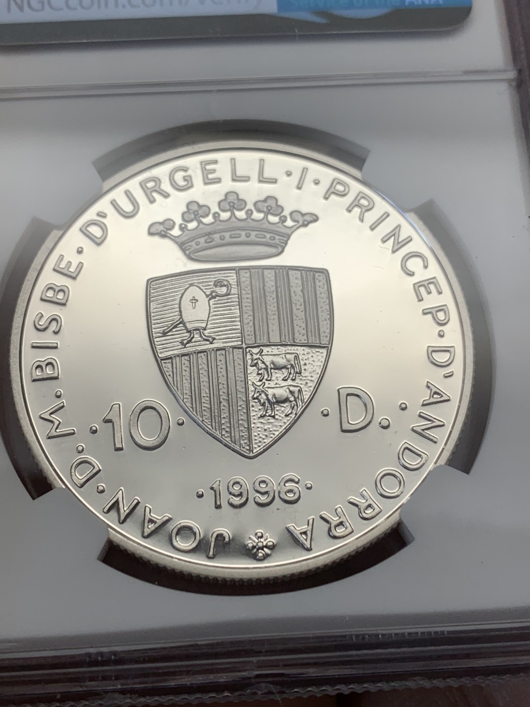 《竞宝斋》第148场-周日，周一 2场 (全场包邮) NGC-PF69 安道尔1996年 动物系列 10第纳尔 精制大银币