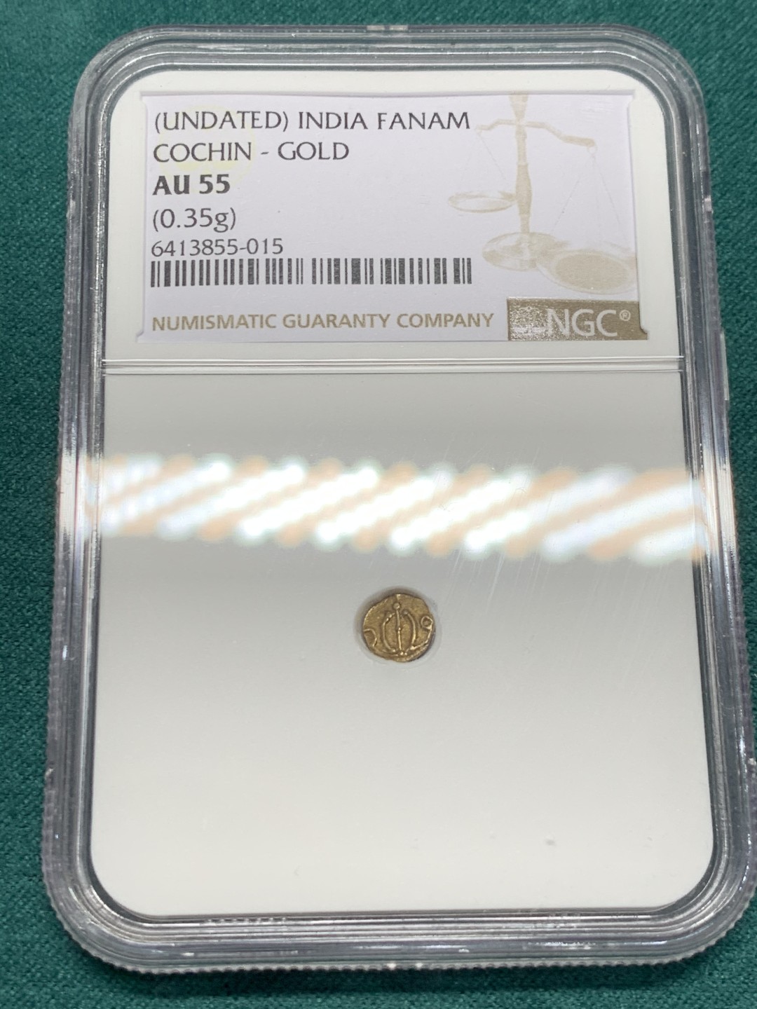 《竞宝斋》第148场-周日，周一 2场 (全场包邮) NGC-AU55 印度十八世纪 坎钦FANAM金币 少见品种