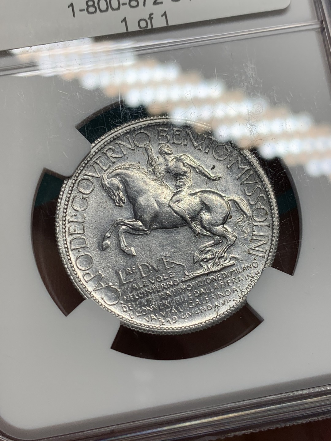 《竞宝斋》第148场-周日，周一 2场 (全场包邮) NGC MS62  意大利 1928年 米兰世博会2里拉代币PROVA铝制样币 目前所见状态最好 源自著名的 Meduno意大利样币集藏