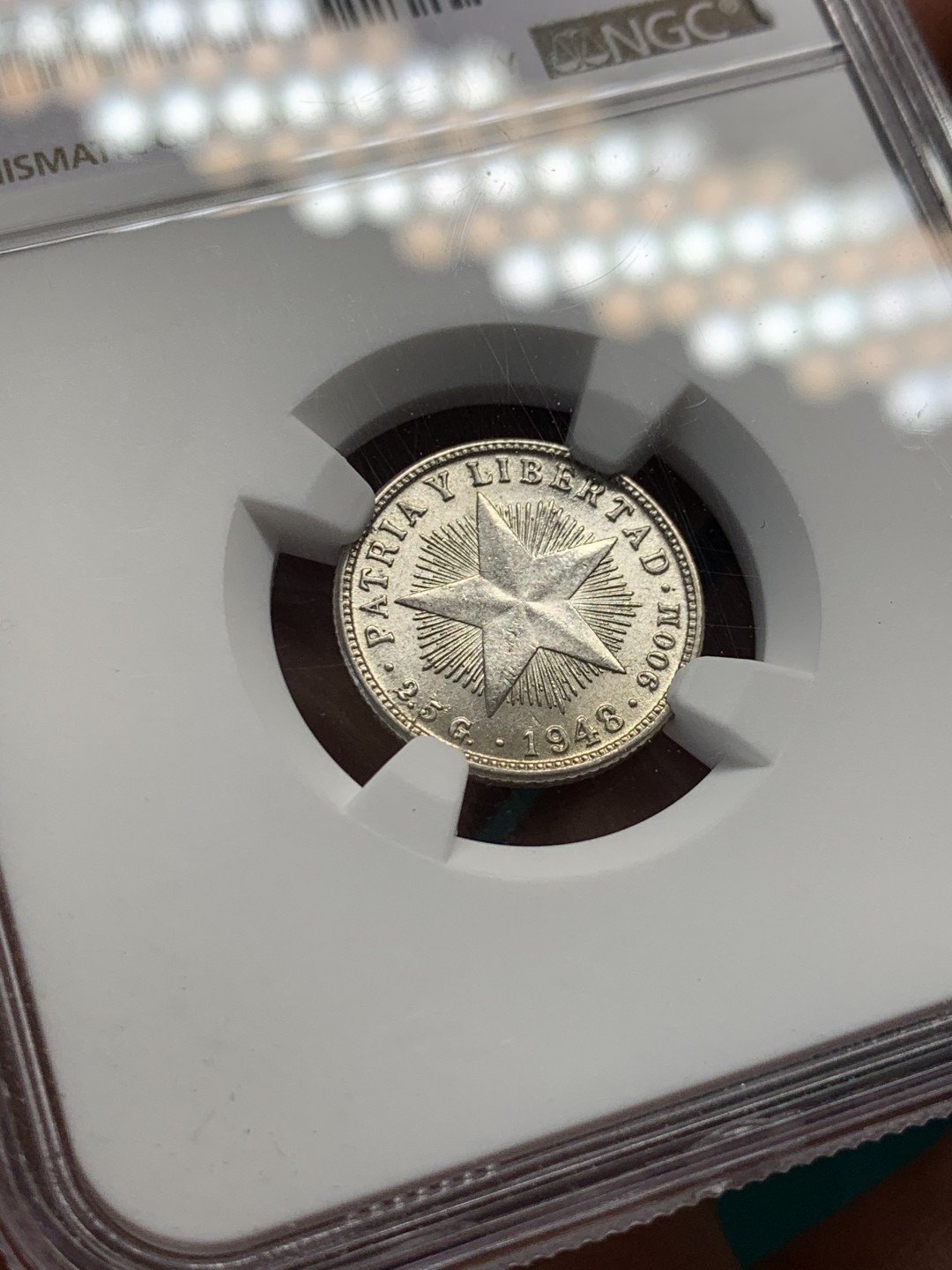 《竞宝斋》第148场-周日，周一 2场 (全场包邮) NGC-MS62 古巴1948年 10分大五星银币 48年比49年少很多