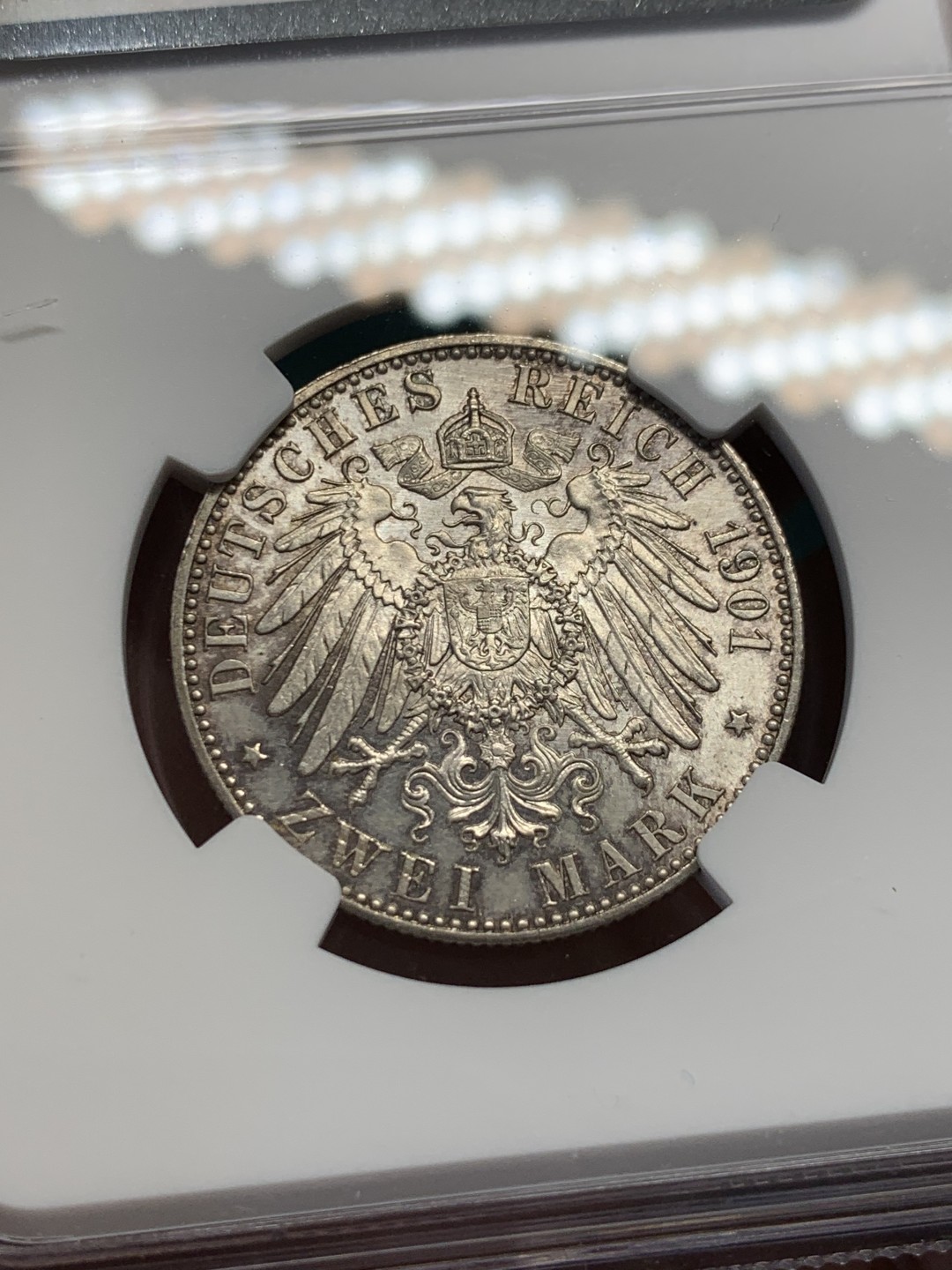 《竞宝斋》第148场-周日，周一 2场 (全场包邮) NGC-UNC 德国1901年 两百周年纪念2马克银币 顶级原光好品