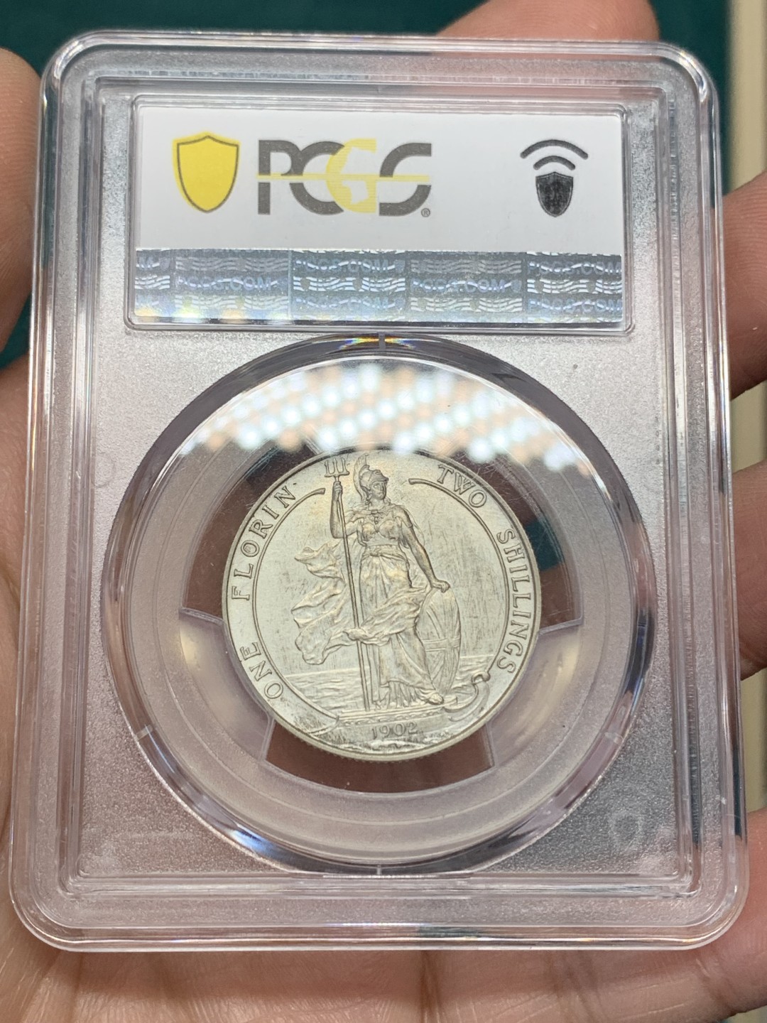 《竞宝斋》第148场-周日，周一 2场 (全场包邮) PCGS PR63 英国 1902年爱德华七世 海神 精制版 弗洛林银币（2先令）状态温润 难得