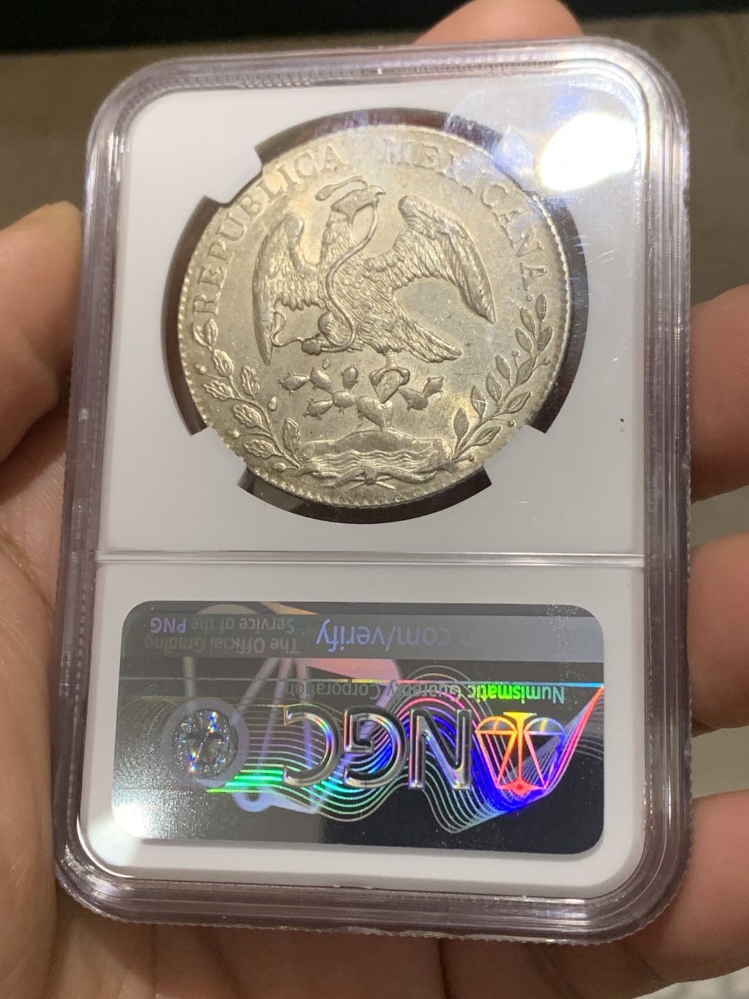 《竞宝斋》第148场-周日，周一 2场 (全场包邮) NGC MS62 墨西哥 1892年 GO RS版 花边鹰洋 光度好 羽毛也亮