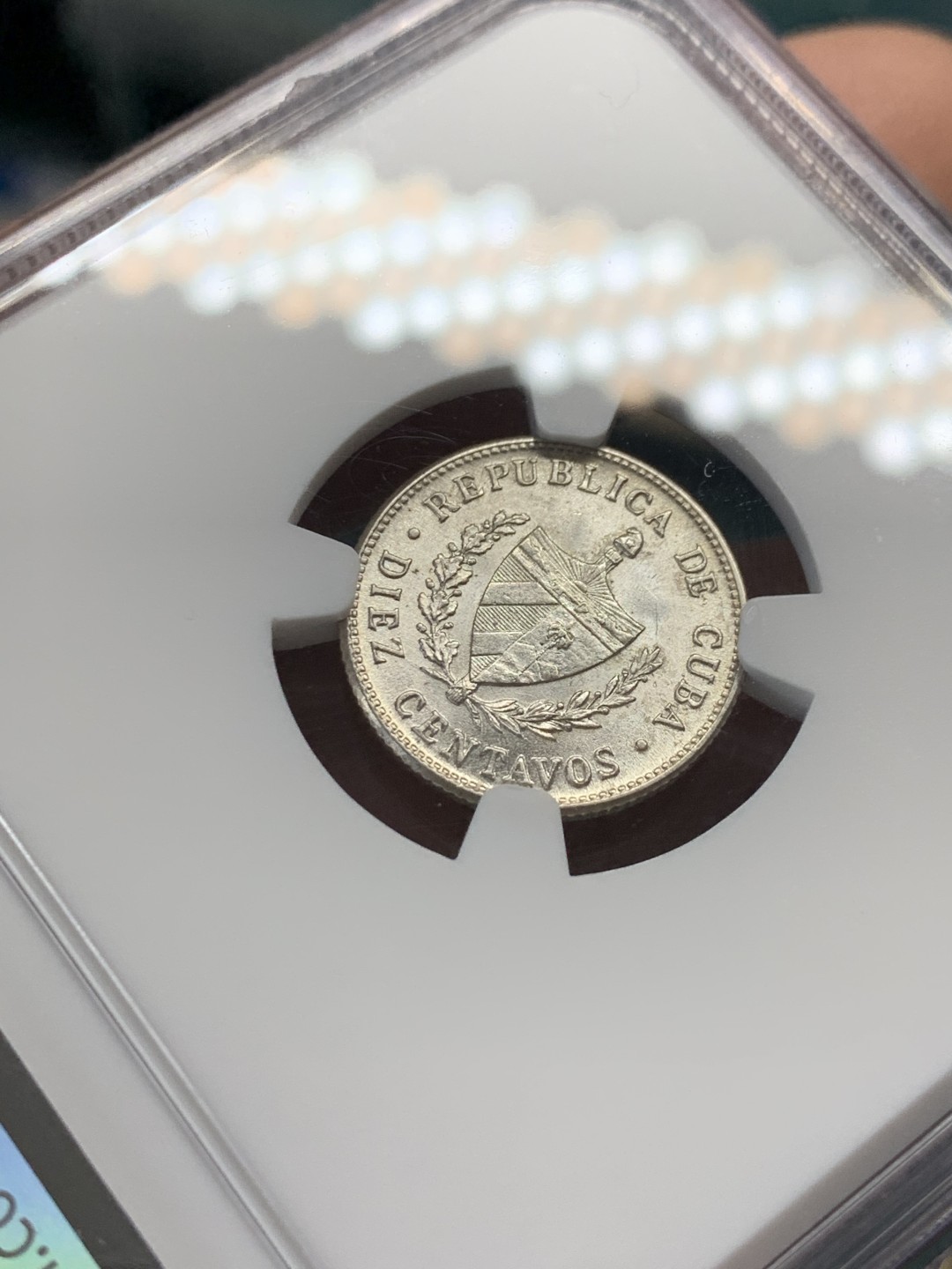 《竞宝斋》第148场-周日，周一 2场 (全场包邮) NGC-MS62 古巴1948年 10分大五星银币 48年比49年少很多