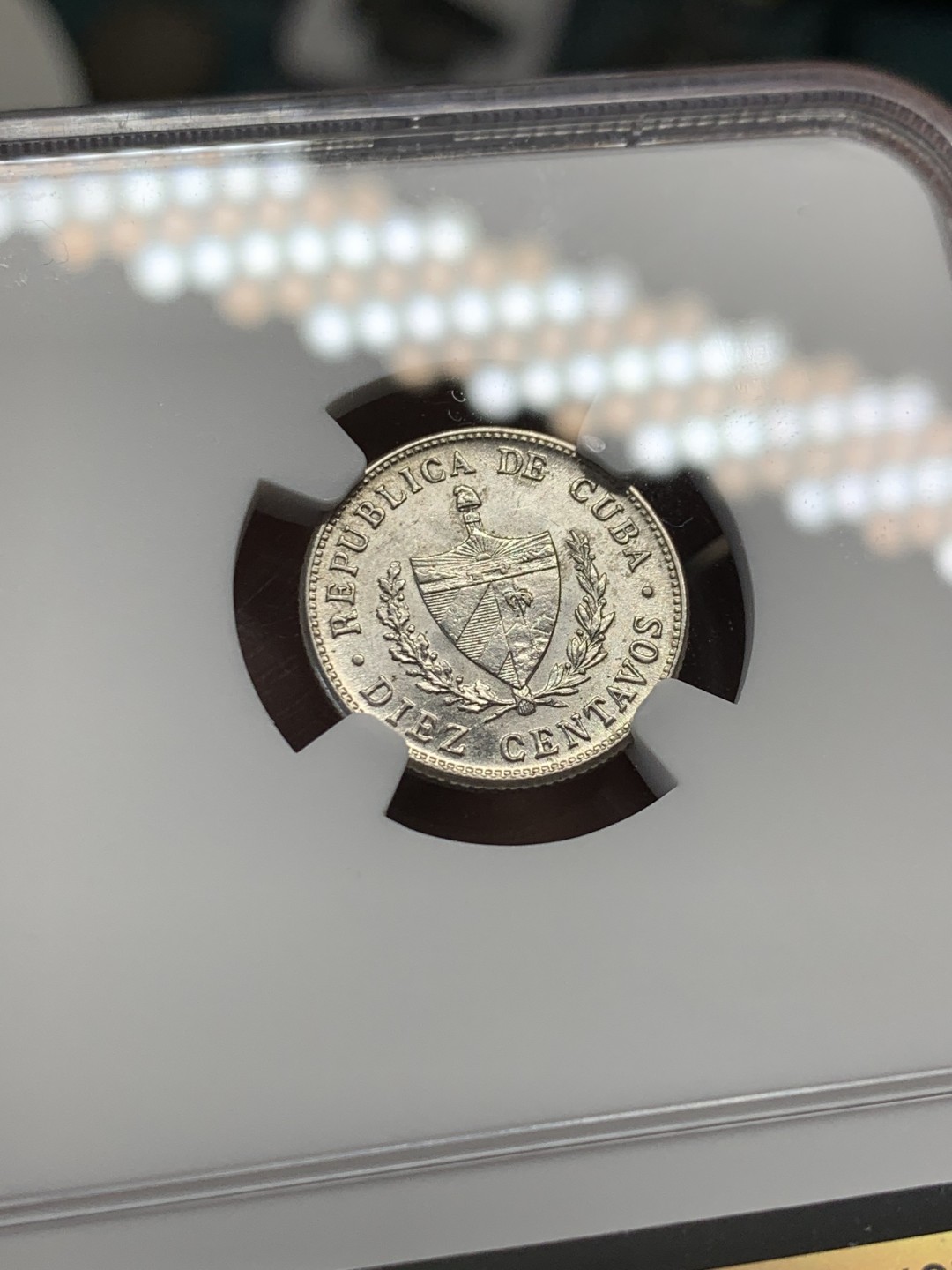 《竞宝斋》第148场-周日，周一 2场 (全场包邮) NGC-MS62 古巴1948年 10分大五星银币 48年比49年少很多