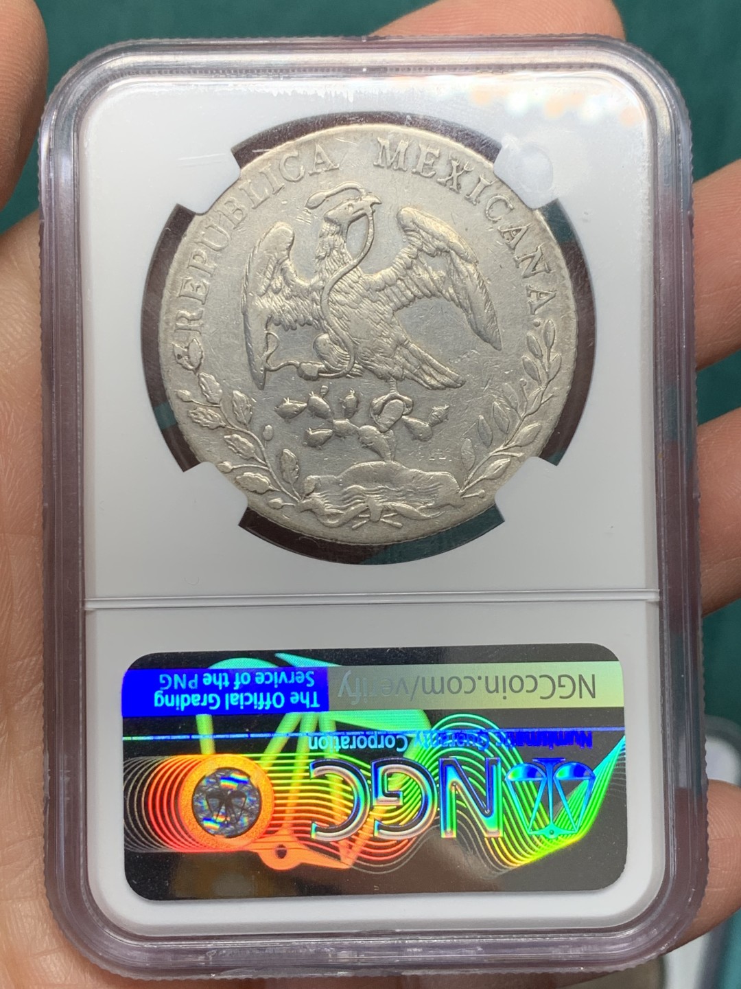 《竞宝斋》第148场-周日，周一 2场 (全场包邮) NGC AU 墨西哥 1895/1 骑字版 Go厂花边鹰洋 8R大银币